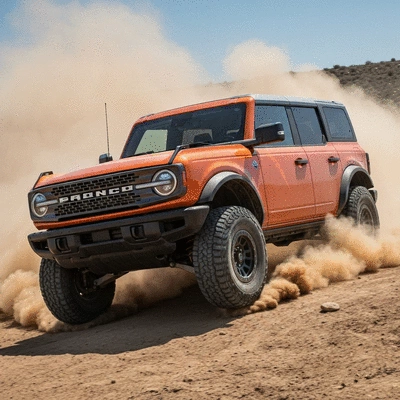 Ford Bronco driving off-road with enhanced performance