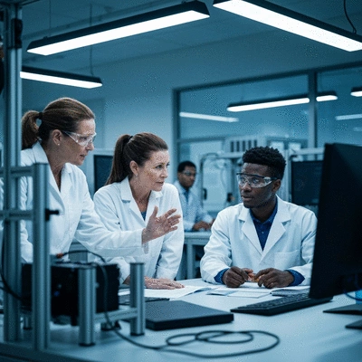 Ford engineers collaborating on sustainable EV battery technology