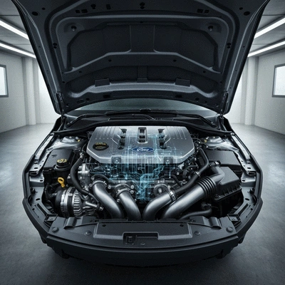 Ford car engine with ECU remapping software overlay